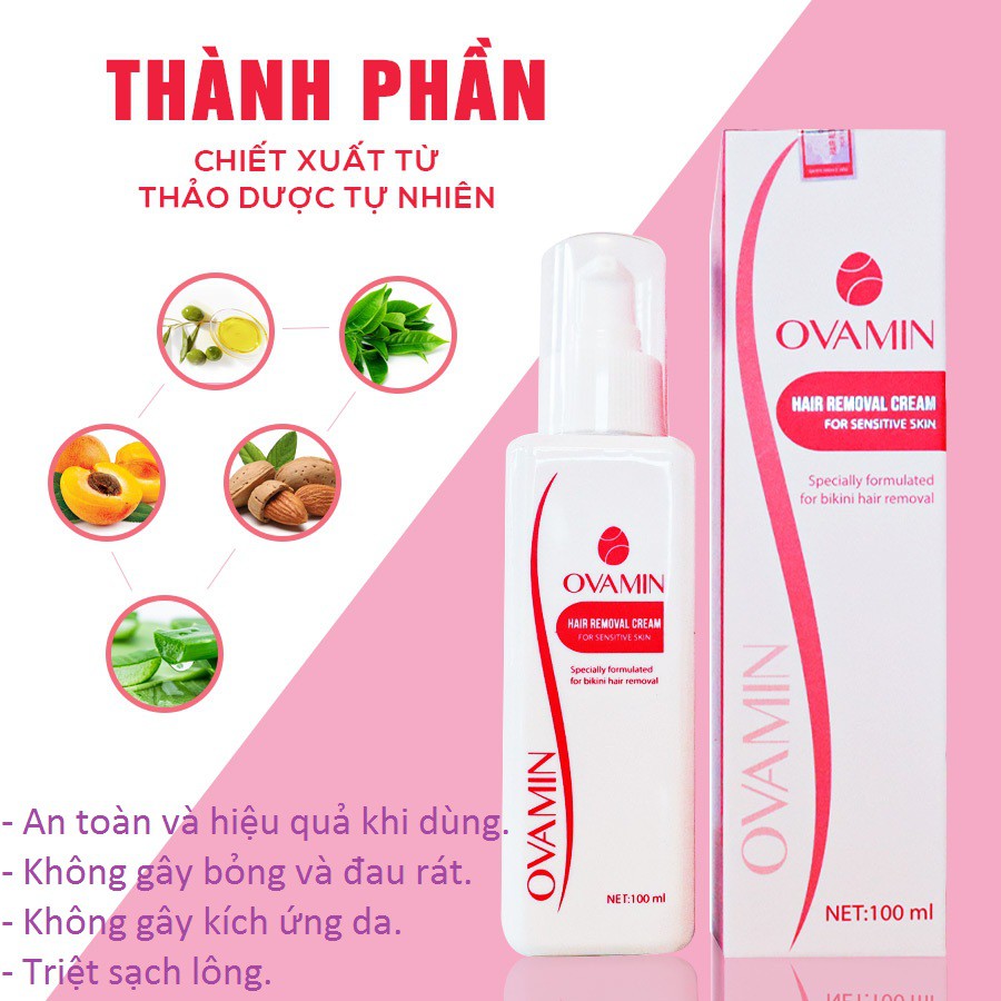 Kem tẩy lông Body OvaMin - triệt lông nách, chân, tay, bikini, vùng kín, an toàn và không gây kích ứng da, 100ml