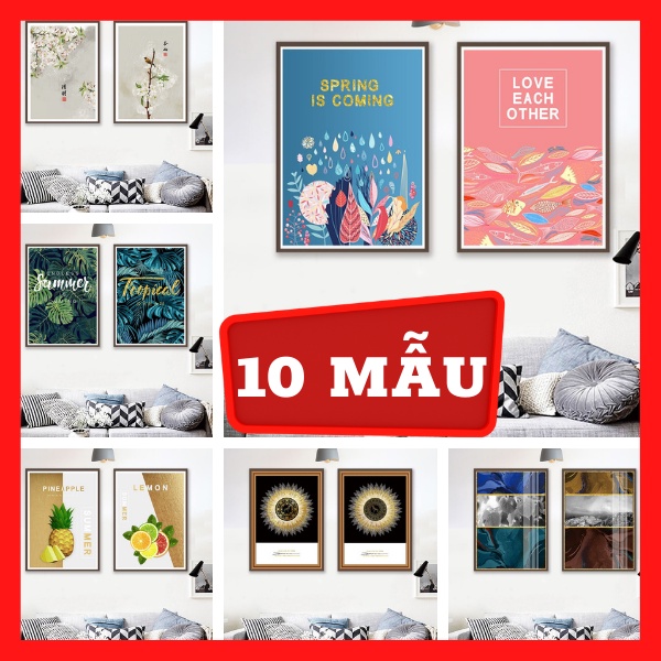 Bộ 2 - Tranh treo tường - Trang trí phòng khách Hiện đại/Gỗ MDF Hàn Quốc chống ẩm mốc, mối mọt TD23