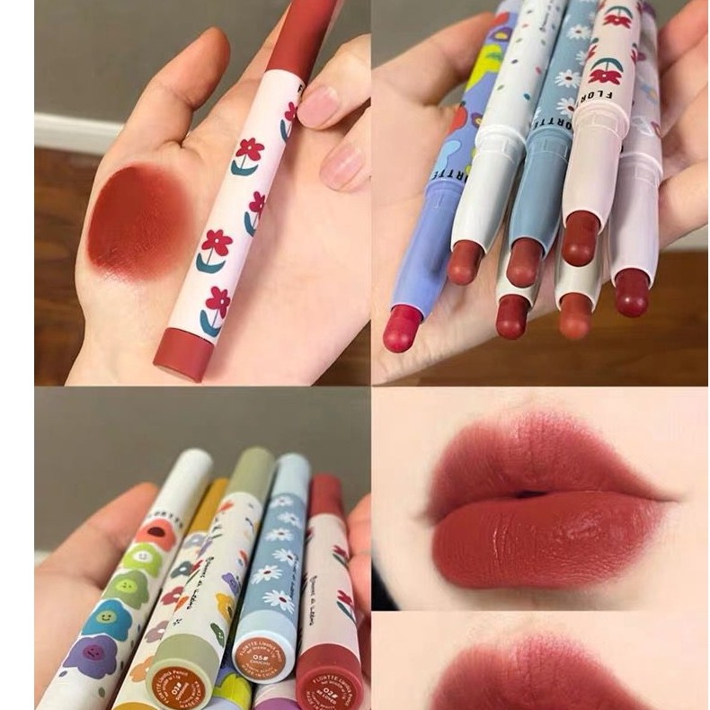 (hàng Mới Về) Son Môi Dạng Bút Lên Màu Đẹp Thiết Kế Vỏ Họa Tiết Hoa Xinh Xắn | BigBuy360 - bigbuy360.vn