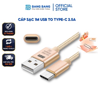 Dây cáp dù sạc nhanh chân typec 2,5a dài 1 mét, cáp sạc nhanh