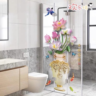 Decal dán tường bình hoa sen 3d
