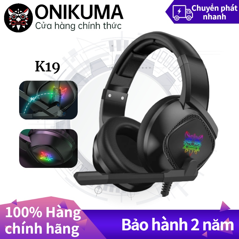 Tai nghe chụp tai chơi game có mic tích hợp đèn LED cho điện thoại / Pc / Ps4 Onikuma K19 【Chính hãng】Bảo hành 2 năm