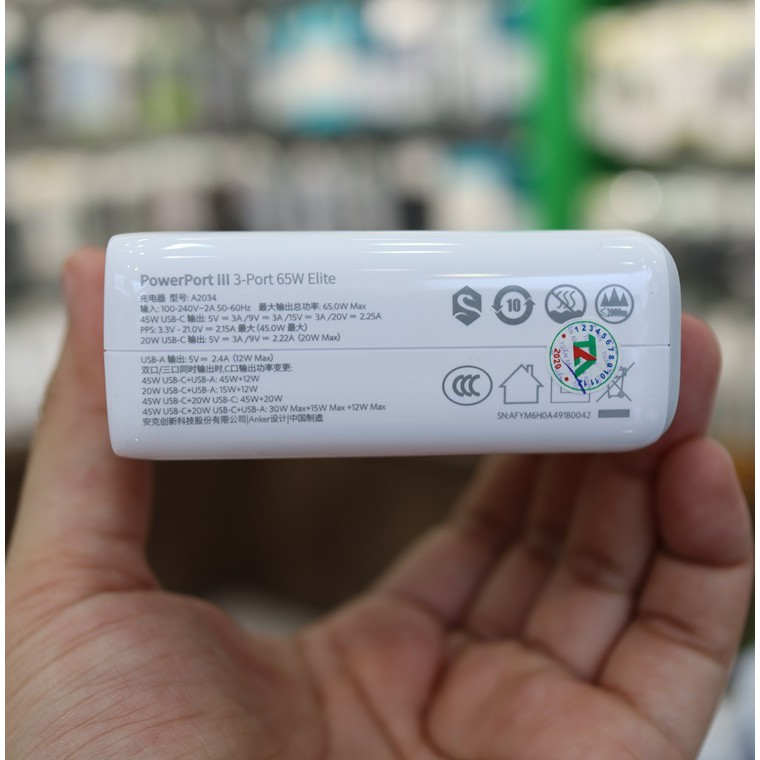 Củ Sạc Nhanh PD GAN Anker PowerPort 3 - 65W Elite A2034 / PowerPort Atom PD2 60w - A2029