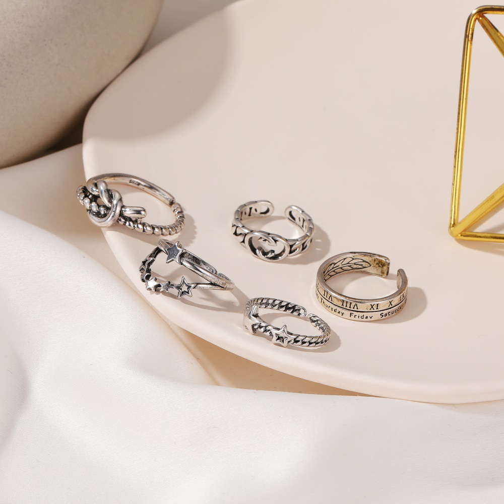 ✨ 【✅COD】 ✨Vintage Ring Personalized Distressed Open Smiley Face Knotted Multilayer Ring Ins Cold Trend Korean Index Finger Ring