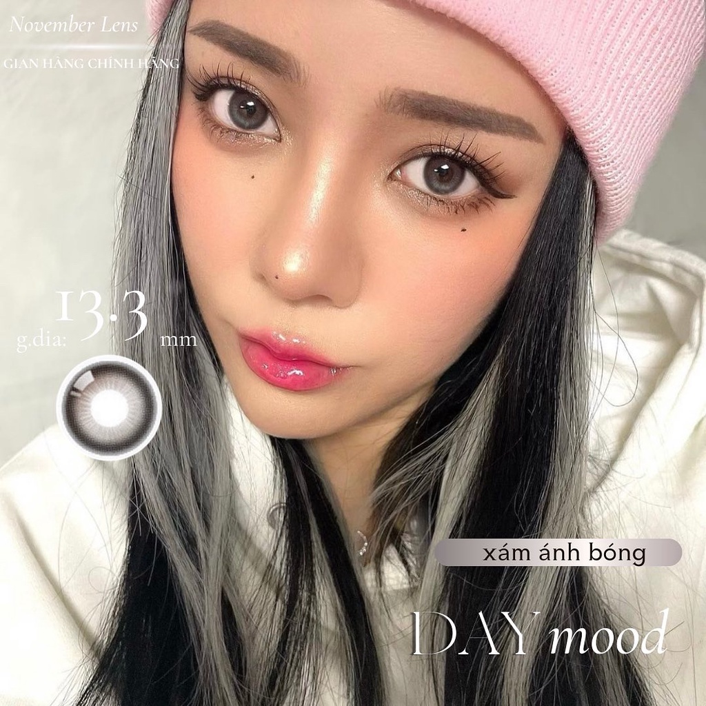 Kính áp tròng xám lạnh ánh bóng DAYMOOD GRAY chất liệu cấp ẩm cho mắt khô và chống tia UV