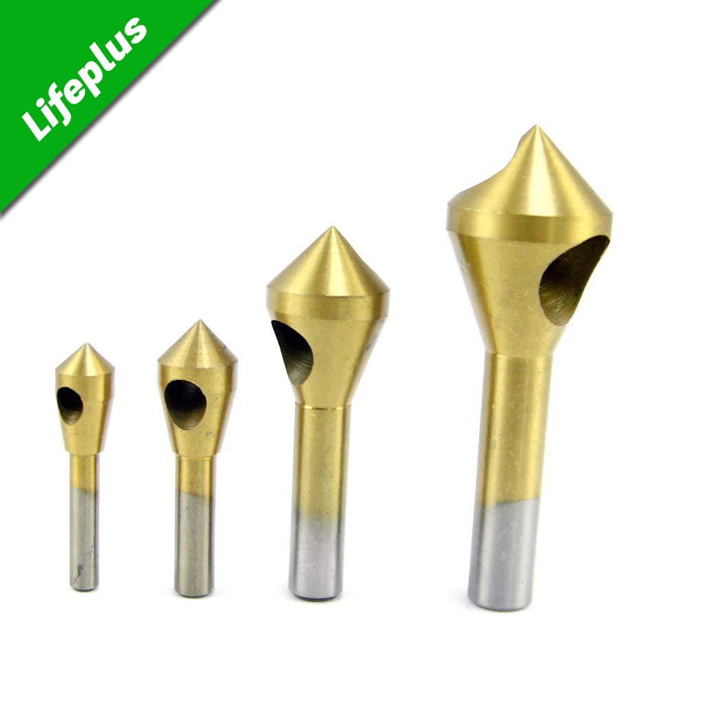 Bộ 4 mũi doa lỗ kim loại dạng đầu nón lỗ phay xiên 2-20mm phủ titanium