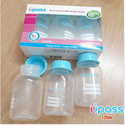 Bộ 3 bình trữ sữa Upass 125ml Thái Lan UP0030N
