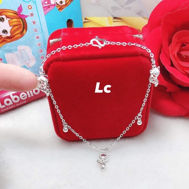 Lắc chân bạc nữ hình hồ ly