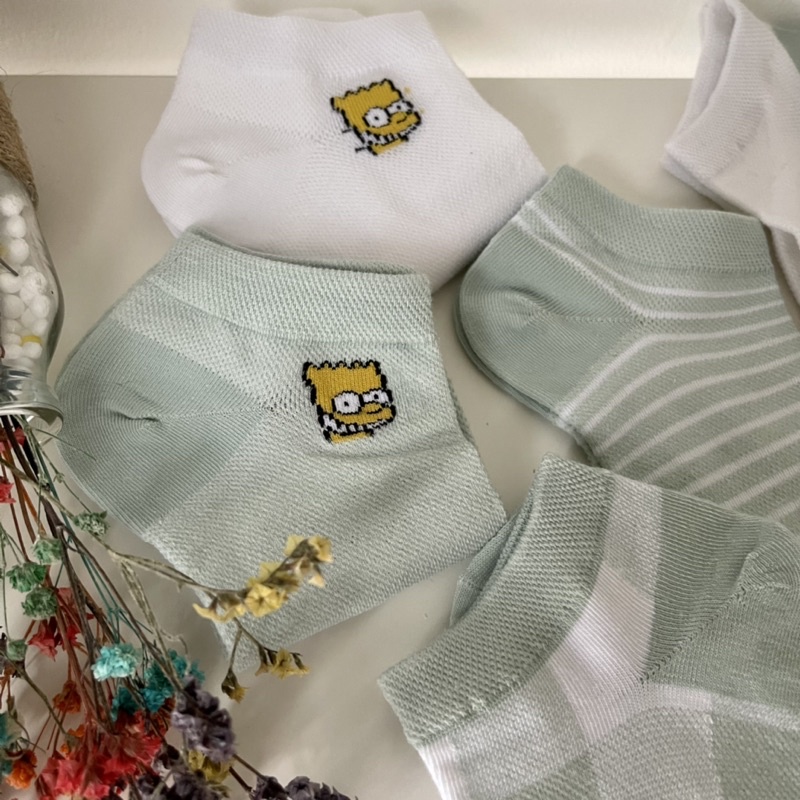 Tất vớ nữ cổ ngắn - combo tất vớ hoạ tiết hoạt hình Simpsons phong cách Hàn Quốc dễ thương