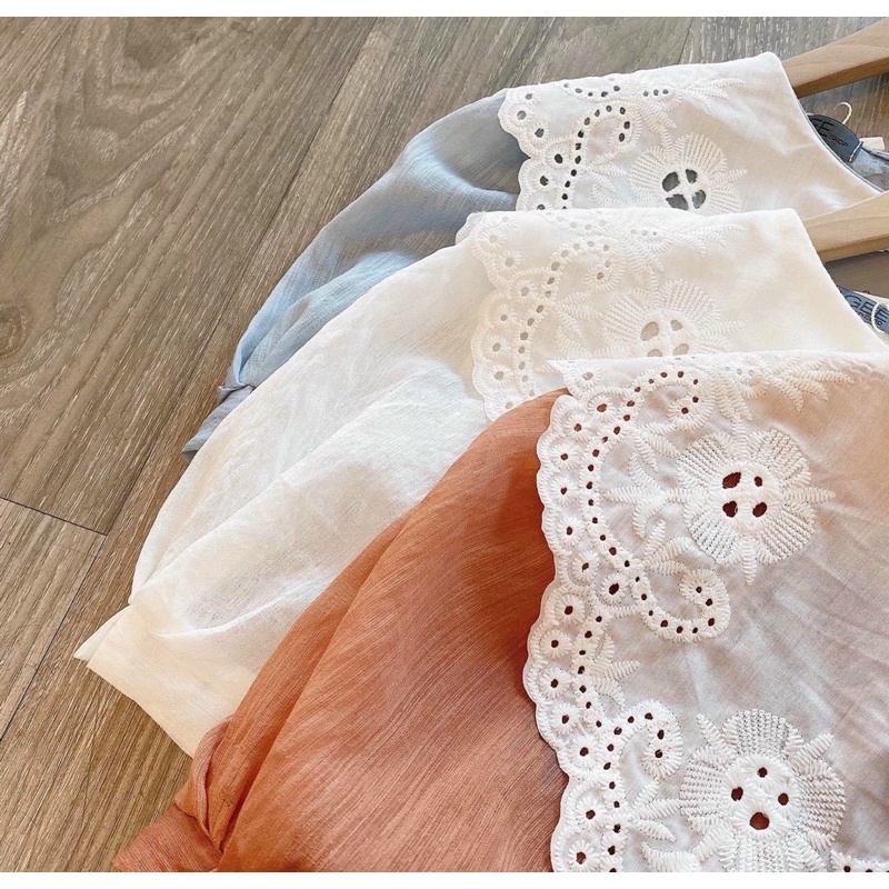 Áo tơ xước cổ ren