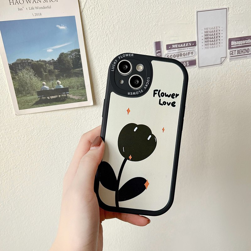 Ốp lưng hoa Tulip trắng khá trắng IP IPhone 11 12 13 Pro Max 6 6S 7 8 + Plus X XR SE 2020 XS Max Bảo vệ máy ảnh Vỏ bọc cho nữ Thời trang nữ Hoa Hà Lan