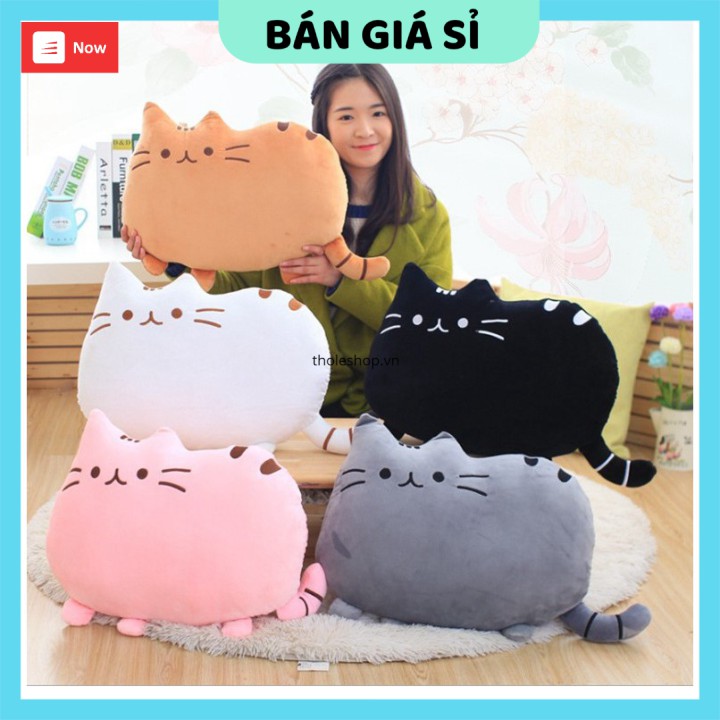 Gối ôm  GIÁ VỐN]  Gối hình mèo dễ thương 40x30cm làm từ 100% bông PP, mềm mại và thích thú 8986