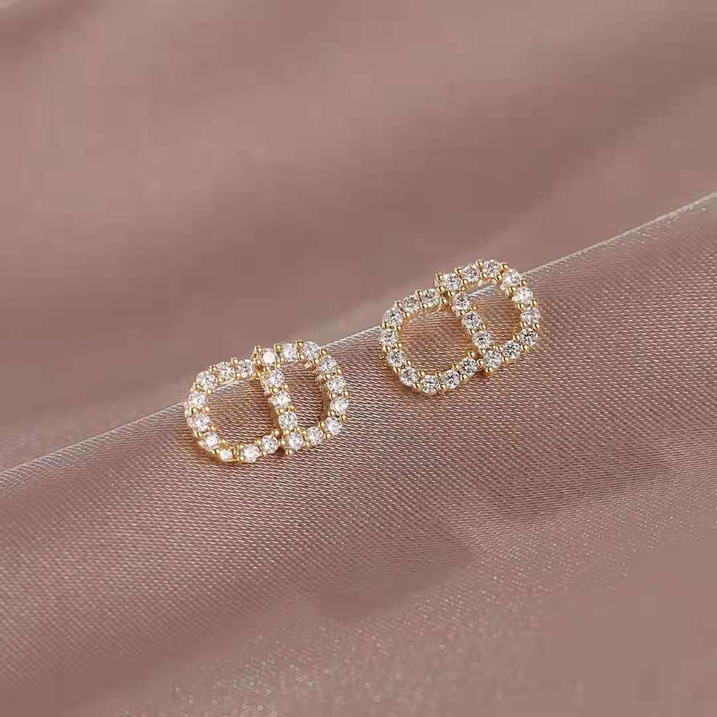 Bông tai mạ bạc S925 thiết kế đơn giản thời trang phong cách Hàn Quốc cho nữ