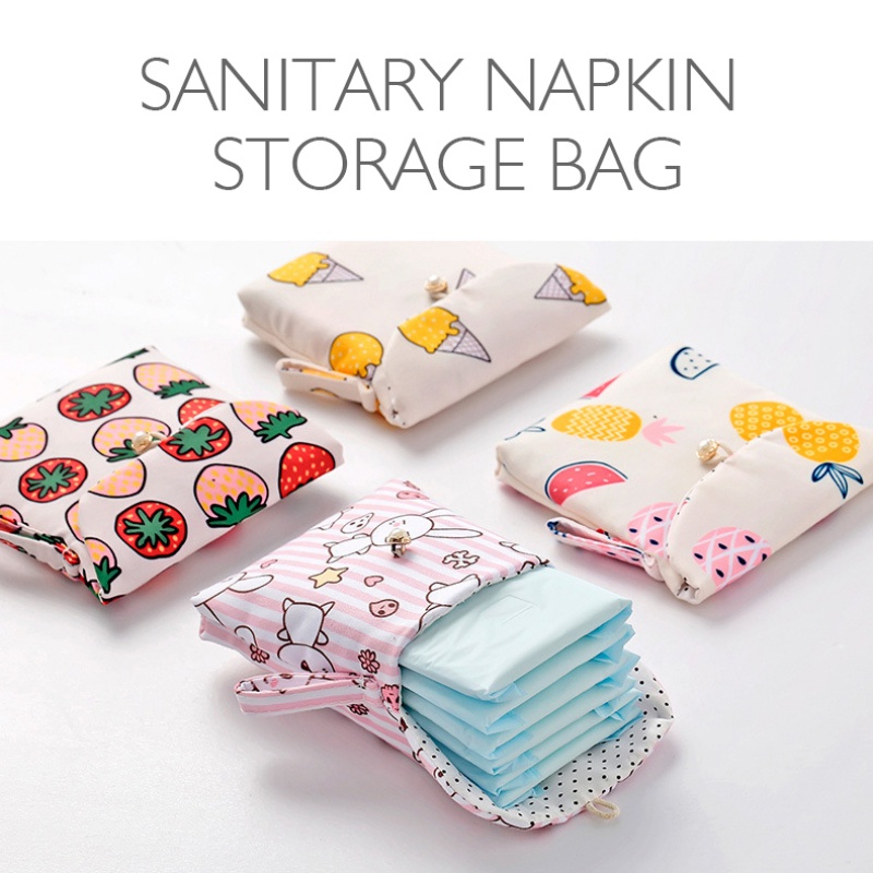 Túi vải cotton đựng khăn giấy vệ sinh sức chứa lớn nhỏ dễ thương cho nữ