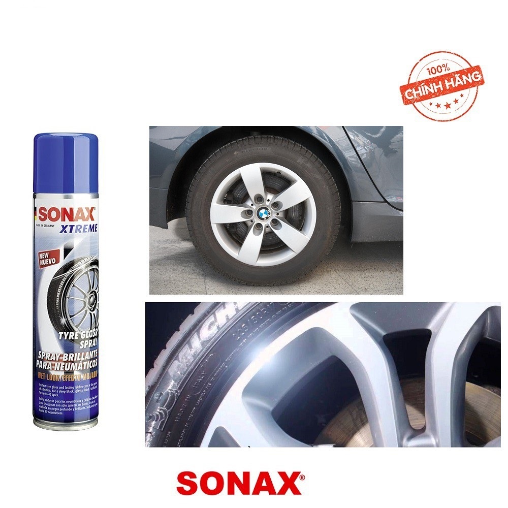 Sản Phẩm Chai xịt làm bóng và bảo dưỡng lốp xe ô tô, thương hiệu cao cấp Sonax 235300, 400ml