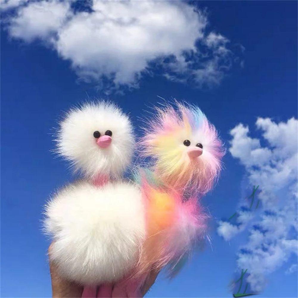 Móc Khóa Cục Bông Đà Điểu Nhiều Màu Sắc Dễ Thương