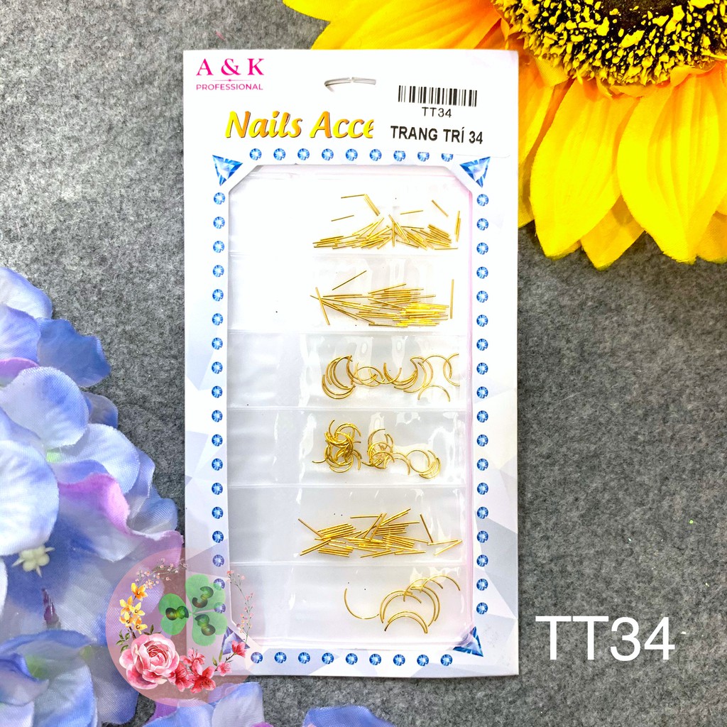 Màu TT34 . Charm kim loại đính trang trí móng