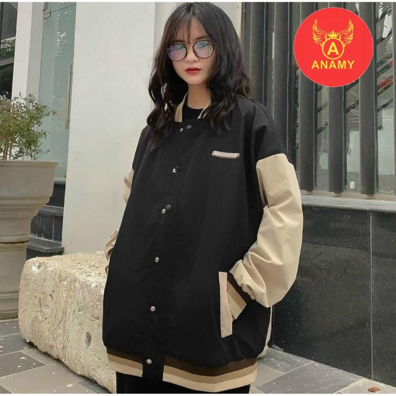 Áo khoác dù Bomber bóng chày thêu Summersweater form rộng