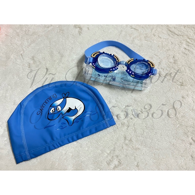 Combo Kính Bơi Conquest mã BL31 + Nón bơi chống nước Dễ thương cho bé