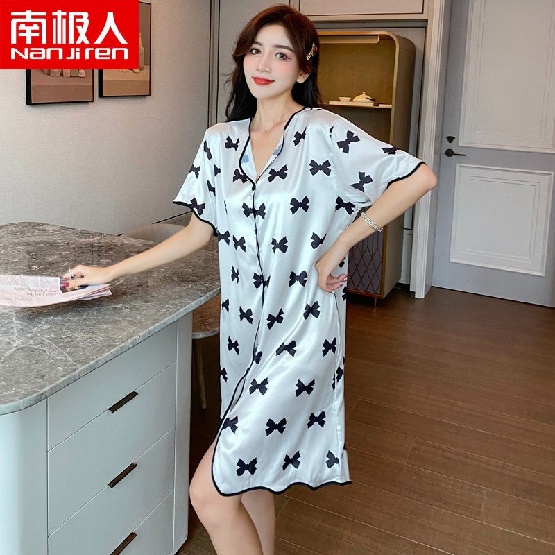 Antarctic silk ice nơ pijama, nữ ngủ, lụa phục vụ ban ngày tại nhàC