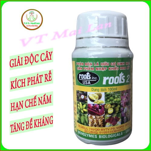 Root 2 USA, phân bón lá hữu cơ, ra rễ, xanh lá nở bụi, đẻ nhánh tốt (1 chai 100ml)