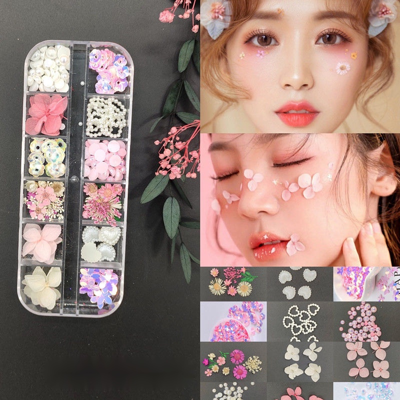 Nhãn Dán Trang Điểm Mắt Kiểu Kim Cương Hình Hoa Khô Phong Cách Nhật Bản Dành Cho Trẻ Em