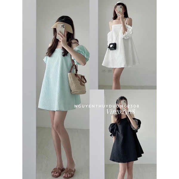 [NEW]ÁO VÁY XỐP GẤM TRỄ VAI TAY BỒNG “LAURA” TIỂU THƯ