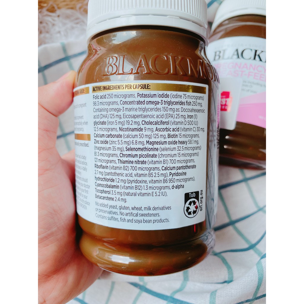 [Có Tem Chemist] Date 2023, Vitamin tổng hợp Blackmores Pregnancy Breast-Feeding Gold cho mẹ bầu và sau sinh 180v - Úc