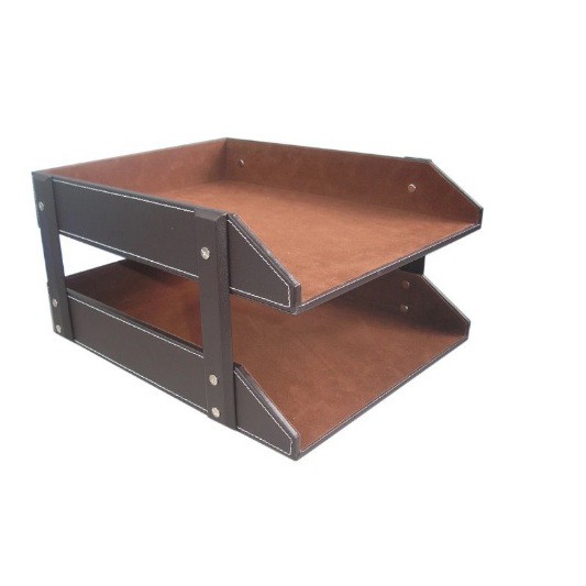 Khay tài liệu 2 tầng bằng da cao cấp