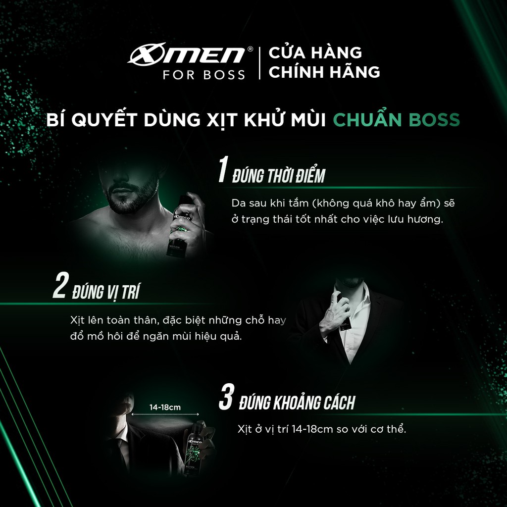 Xịt khử mùi X-Men for Boss Motion150ml, xịt khử mùi nam Mùi hương năng động phóng khoáng 150ml dành cho phái mạnh