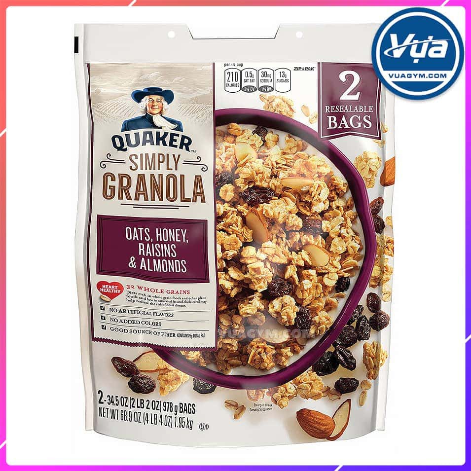 (HSD 08/2022) Yến Mạch Ăn Liền Quaker Simply Granola Oats (1 Gói 978g)