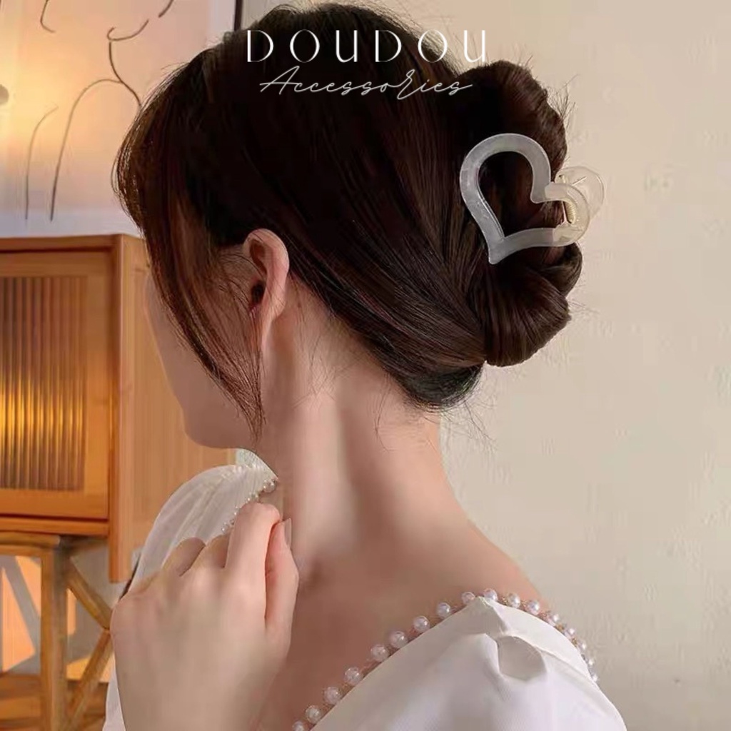 (XẢ KHO THANH LÝ) Kẹp tóc càng cua trái tim DOUDOU Cặp tóc Kẹp càng cua tóc dài dày style Hàn Quốc thời trang ZJ024