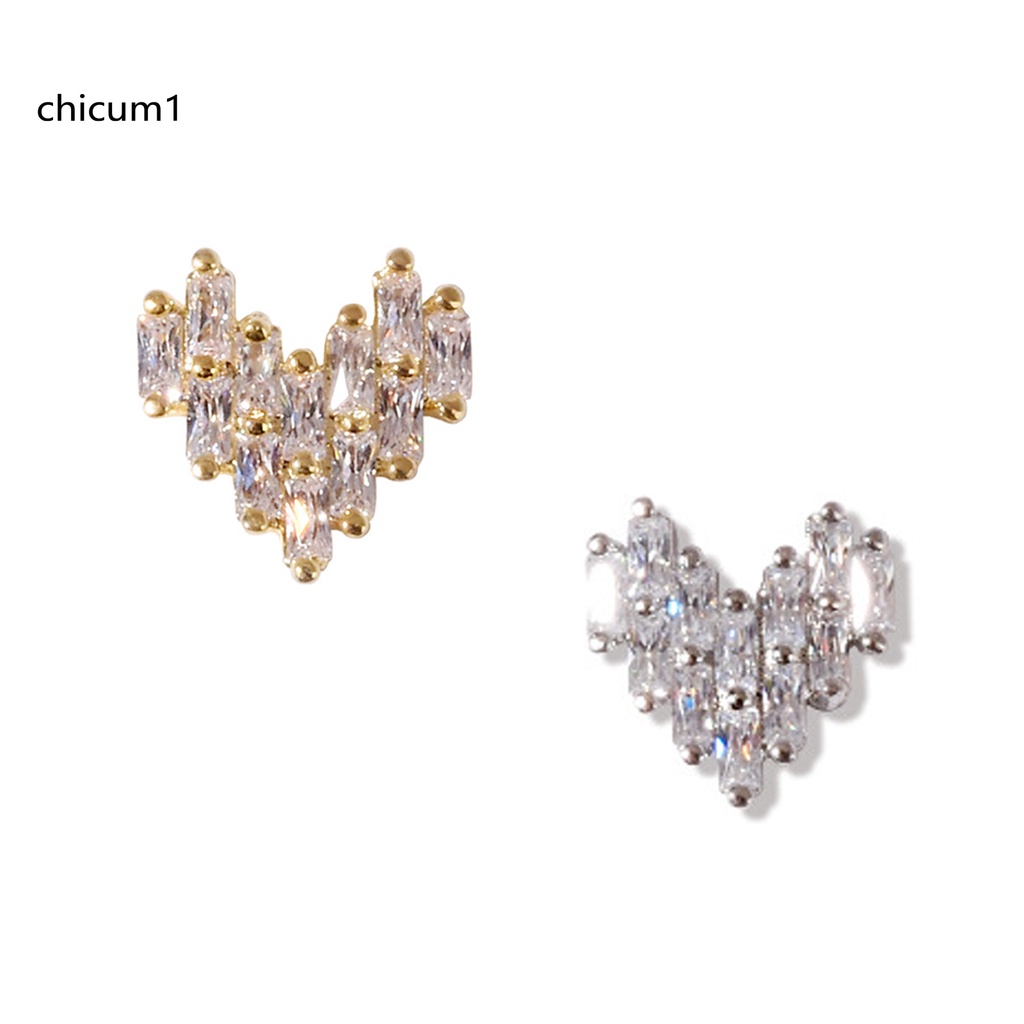 [Hàng mới về] Phụ kiện trang trí móng tay nghệ thuật hình trái tim đính đá lấp lánh