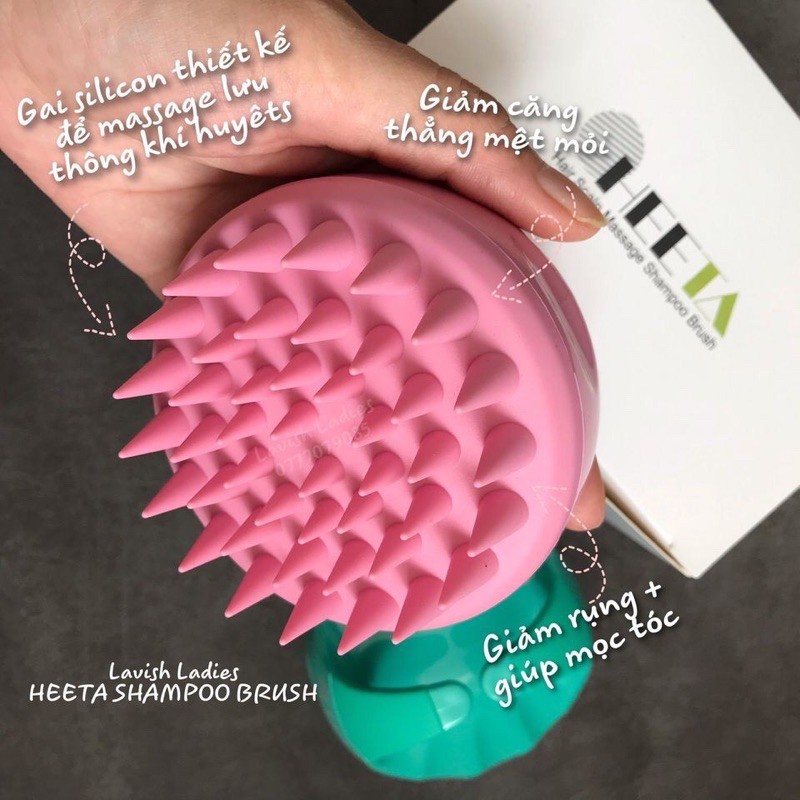 (Hàng US UK) Lược gội đầu HEETA SHAMPOO BRUSH Best-seller Amazon US-UK bản upgrade GIẢM GÀU, GIẢM RỤNG HIỆU QUẢ