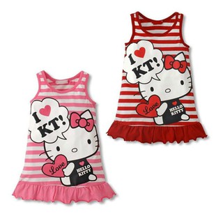 Đầm cộc tay họa tiết Hello Kitty đáng yêu cho bé gái