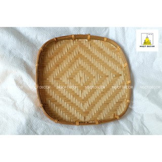 Mẹt (Nia) tre viền mây vuông đựng thức ăn, hoa quả, bún đậu