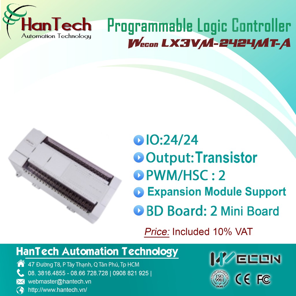 73/ Bộ điều khiển logic có khả năng lập trình (PLC)  Wecon LX3VM-2424MT-A  [HanTech Automation Technology]