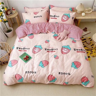 Bộ Chăn Ga Gối Cotton Poly Quả Dâu