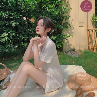 Bộ ngắn Pijama Nữ Chất Liệu Lụa Cao Cấp