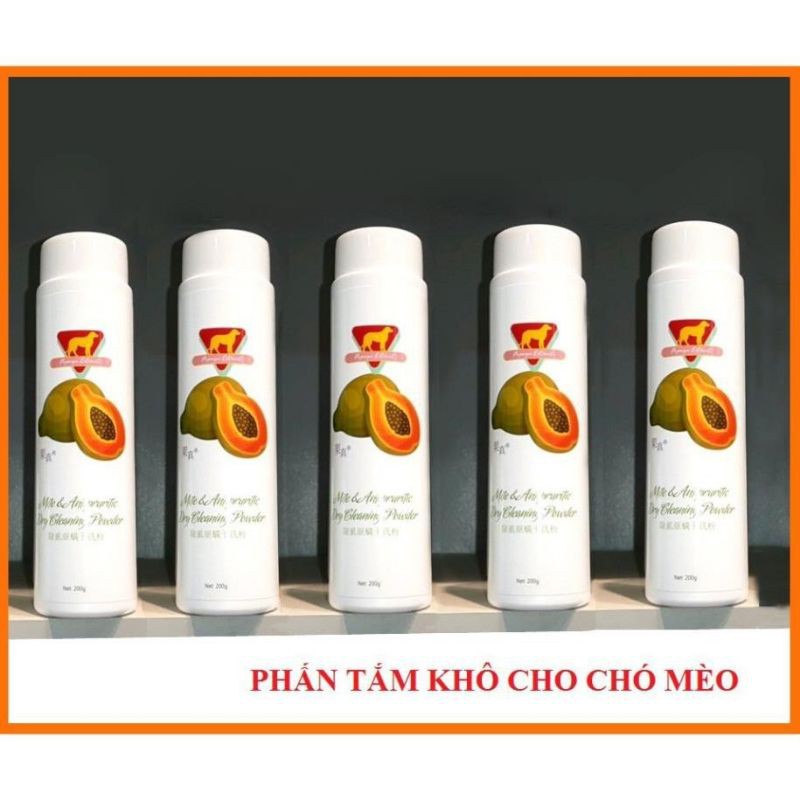 (Hàng mới) phấn tắm khô hương đu đủ Magic cho chó mèo 200g