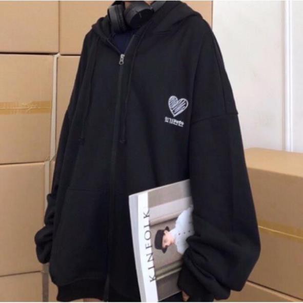 Áo khoác unisex form rộng Nỉ Hàn Quốc Heart nam nữ siêu phẩm của năm bao đẹp