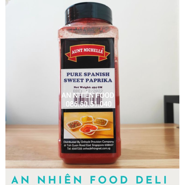 Paprika Pure Spanish Sweet Bột Ớt nhập khẩu từ Mỹ hiệu Aunt Michelle 454GM