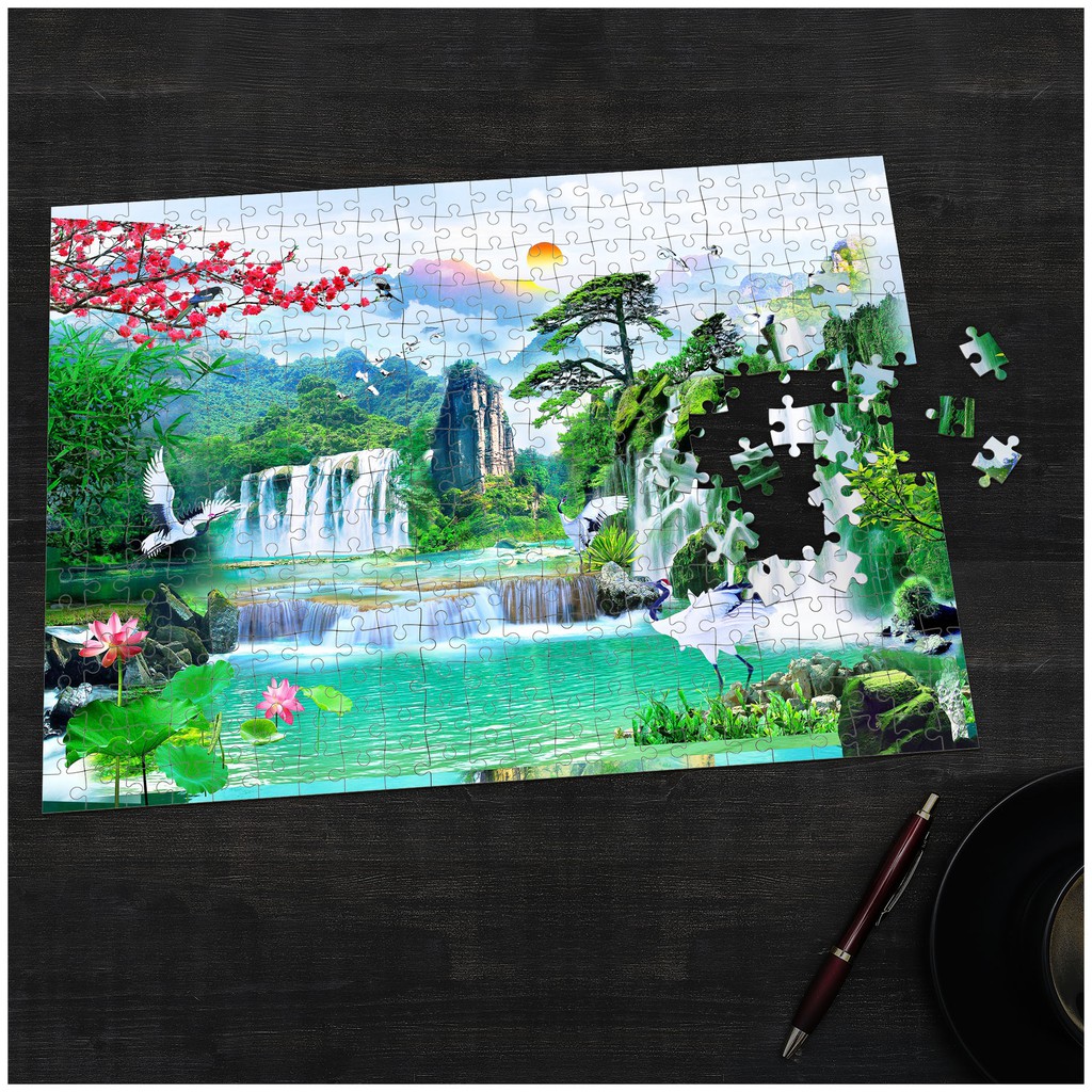 Tranh Xếp Hình Phong Cảnh theo yêu cầu Wooden Jigsaw Puzzle, Loại 300 Và 500 Mảnh Ghép Chất Liệu Gỗ