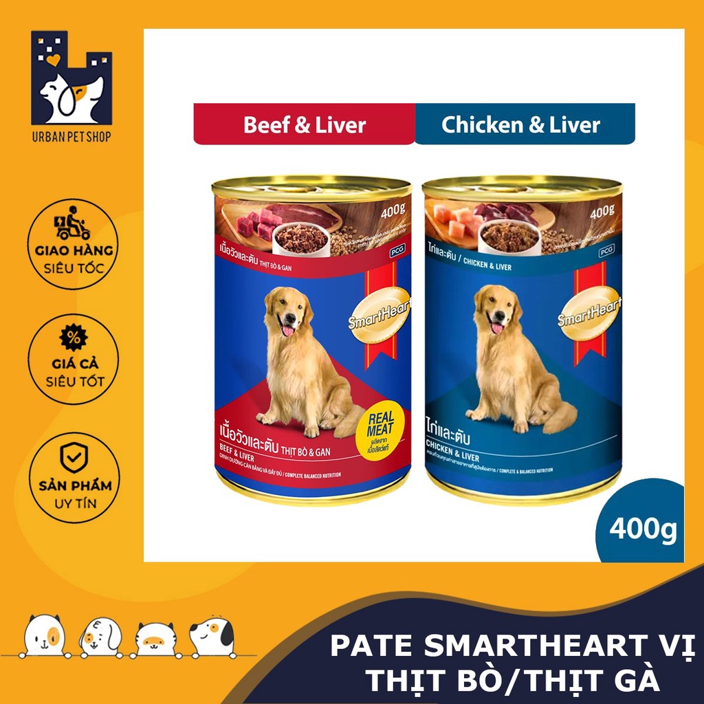 𝗨𝗿𝗯𝗮𝗻_SMARTHEART_ PATE VỊ BÒ, GÀ &amp; GAN CHO CHÓ