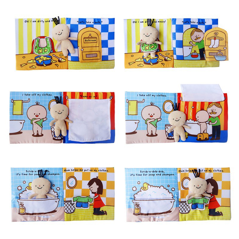 Soft 3D Baby Cloth Book of Bath Potty Infant Early cognitive Development Quiet Books Activity Book