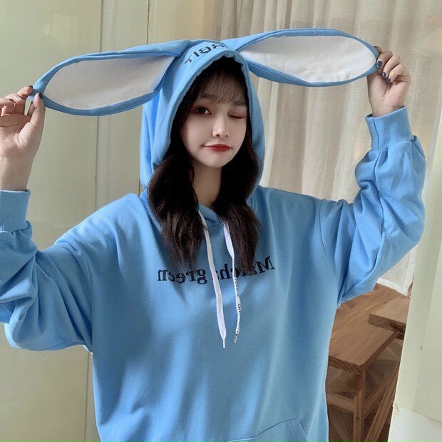Áo hoodie nam nữ form rộng đơn giản thời trang phối nón tai thỏ lớn bản cute | BigBuy360 - bigbuy360.vn