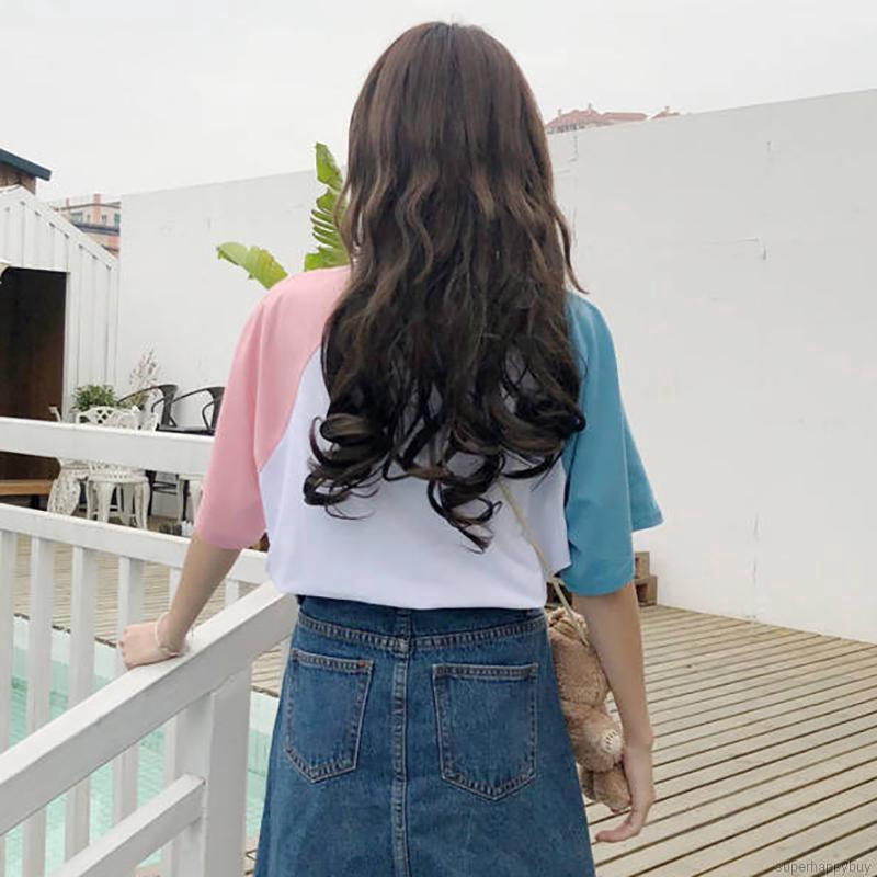 Áo kiểu Hàn Quốc dáng rộng phối màu tương phản trẻ trung cho nữ
