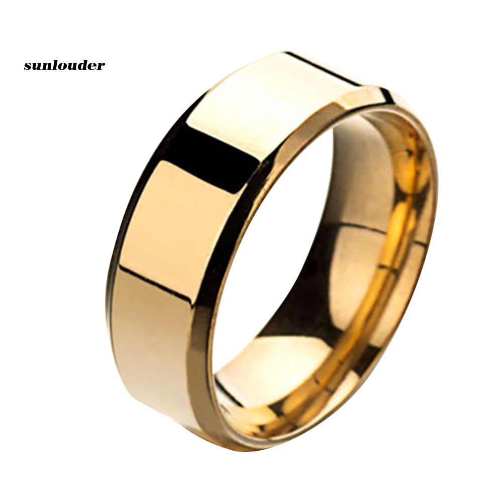 Nhẫn đeo ngón tay unisex bằng thép không gỉ đánh bóng gương đơn giản thời trang cho cặp đôi