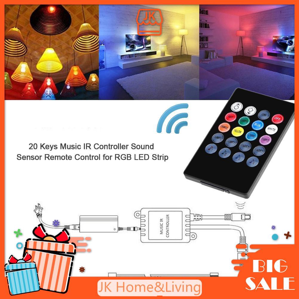 Thiết bị điều khiển từ xa IR 20 phím cảm ứng âm thanh dùng cho dây đèn LED RGB
