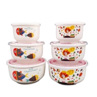 Bộ 3 Thố Sứ Tô Sứ Có Nắp Đậy - Mẫu Ngẫu Nhiên - Bộ 3 Thố Đựng Cơm Mang Đi